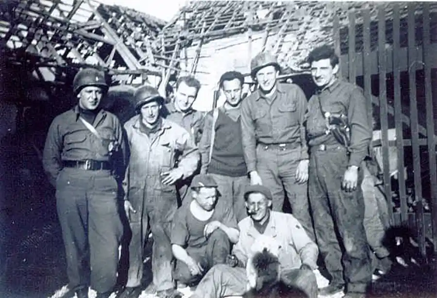 A black and white image of WWII soldiers
